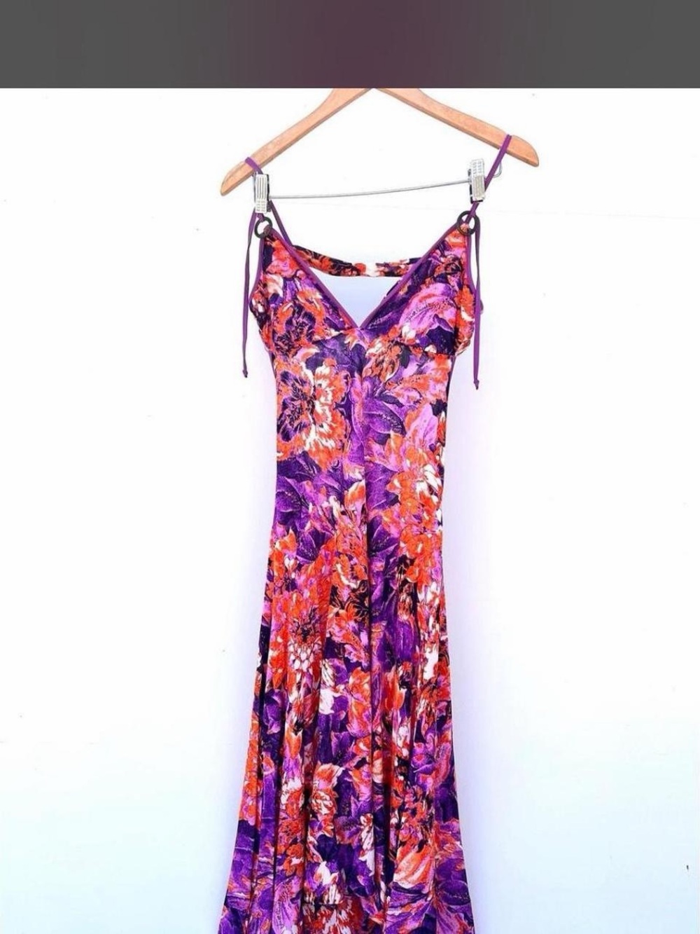 Roberto Cavalli Vintage Purple & Orange Floral Backless Slip Dress - Picture 5 of 11